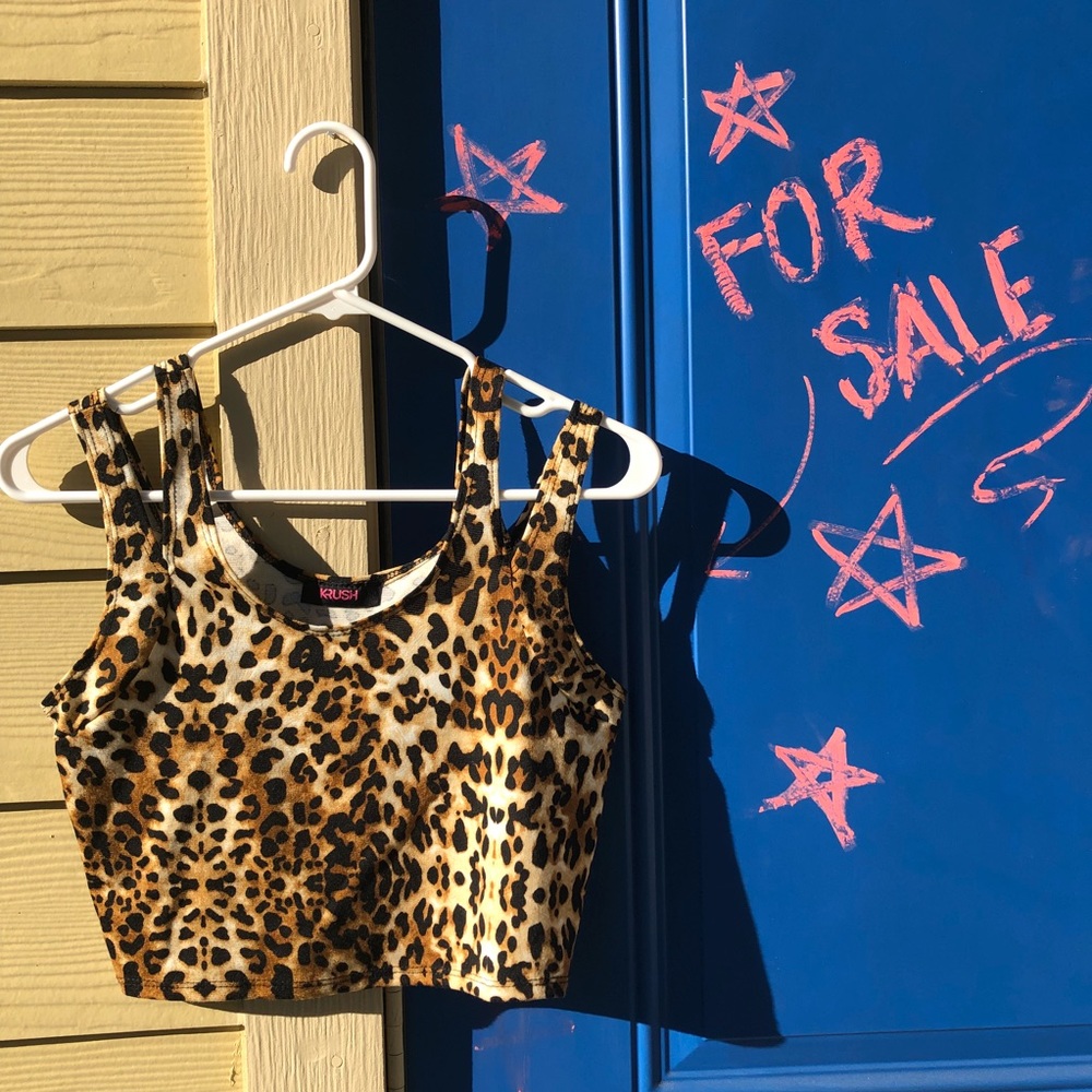 Leopard cheetah print wild cat crop top